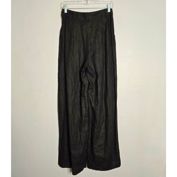 Anthropologie Faithful The Brand Circa Pant Black Linen Wide Leg Minimalist Chic - Picture 5 of 13